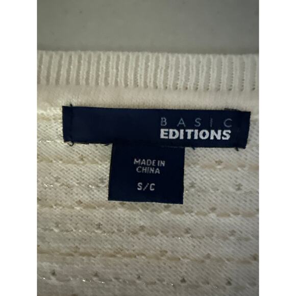 Cream and Gold Vneck Sweater Sz S - Picture 4 of 4